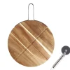 Plateau à pizza en bois avec roulette en acier < Gifi New