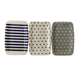 Plateau plastique rayé ou à pois 33x22xH1,5cm