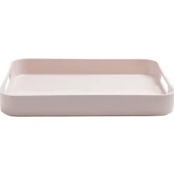 Plateau rectangulaire avec poignées uni rose