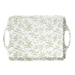 Plateau rectangulaire blanc motif feuillage vert sauge 34x50,5cm < Gifi Outlet
