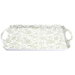 Plateau rectangulaire blanc motif feuillage vert sauge 34x50,5cm < Gifi Outlet