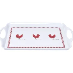 Plateau rectangulaire design poule mélaminé rouge et blanc < Gifi Hot