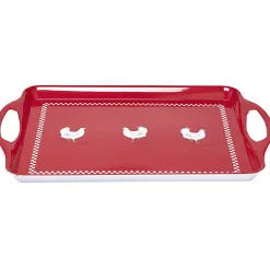 Plateau rectangulaire design poule mélaminé rouge et blanc < Gifi Hot