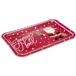Plateau rectangulaire inscription Joyeux Noël et Père Noël L30X19XH1,5 cm papier rouge < Gifi Discount