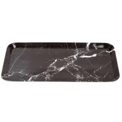 Plateau rectangulaire mélaminé effet marbre gris et blanc 19x30cm