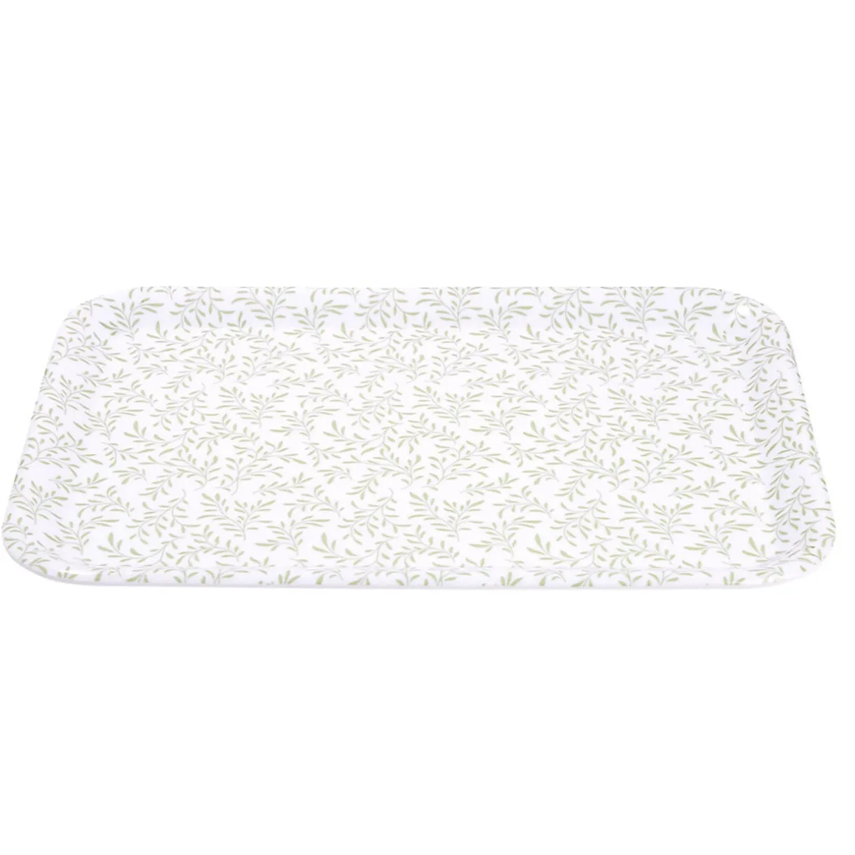 Plateau rectangulaire motif feuillage blanc et vert 27x38cm < Gifi