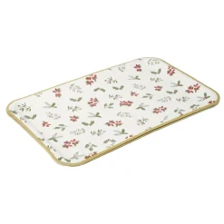 Plateau rectangulaire X8 pcs imprimé houx L30X19XH1,5 cm blanc