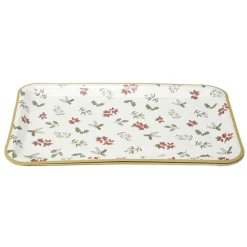 Plateau rectangulaire X8 pcs imprimé houx L30X19XH1,5 cm blanc