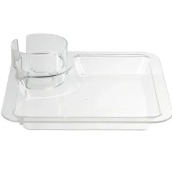 Plateau repas carré transparent avec compartiments 20x20cm