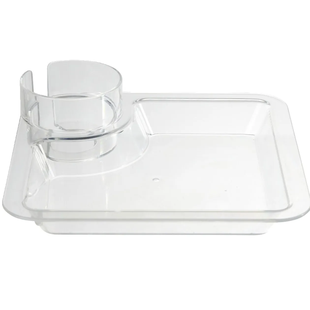 Plateau repas carré transparent avec compartiments 20x20cm