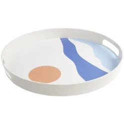 Plateau rond design abstrait vague et soleil - plastique Ø34,5xH4cm < Gifi Online
