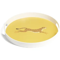 Plateau rond léopard mélaminé jaune Ø34,5xH4,1cm
