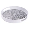 Plateau rond mélaminé motif géométrique blanc et bleu Ø34,5xH5cm < Gifi Clearance
