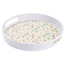 Plateau rond mélaminé motif matisse blanc et multicolore Ø34,5xH5cm