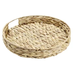Plateau rond naturel en jacinthe tressée Ø35xH5cm < Gifi Outlet