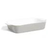 Plat à four en grès blanc et gris foncé 31x17xH6,2cm