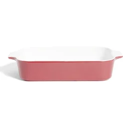 Plat à four en grès blanc et rouge 35,7x20xH6,7cm < Gifi Discount