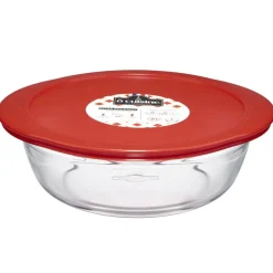 Plat à four rond en verre avec couvercle < Gifi New