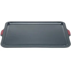 Plat à gâteau silicone et armature acier gris 37x28,2xH6,5cm
