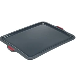Plat à gâteau silicone et armature acier gris 37x28,2xH6,5cm