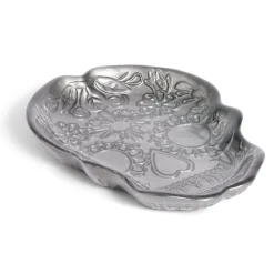 Plat Halloween tête de mort mexicaine en verre noir 15x11xH2cm