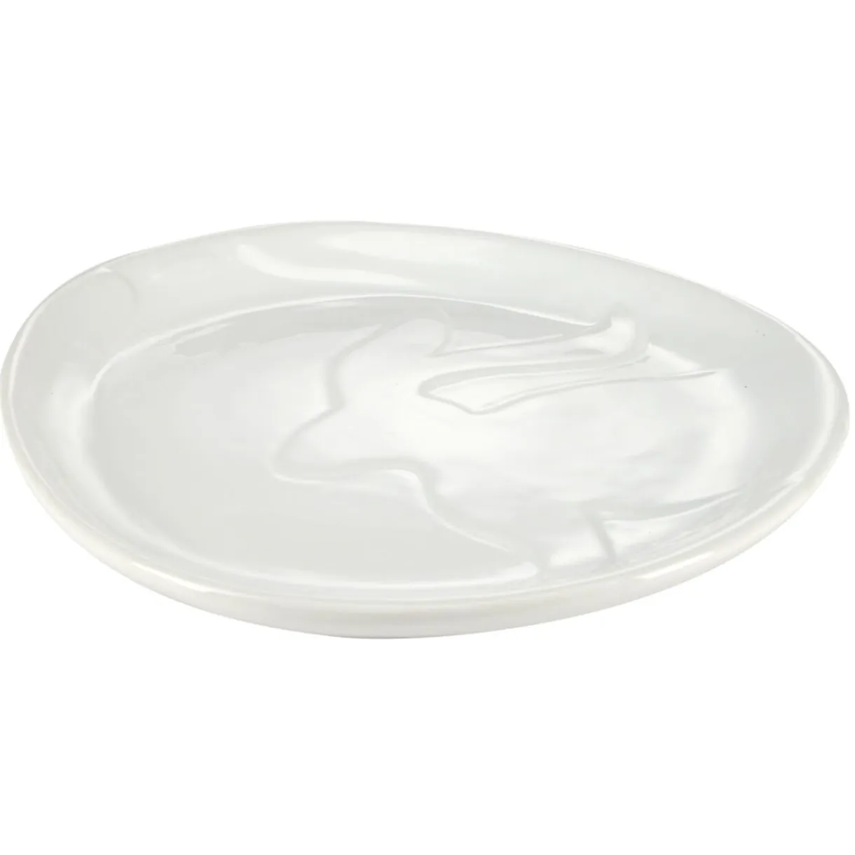 Plat lapin en relief dolomite blanc 23x18xH2,5cm < Gifi Sale