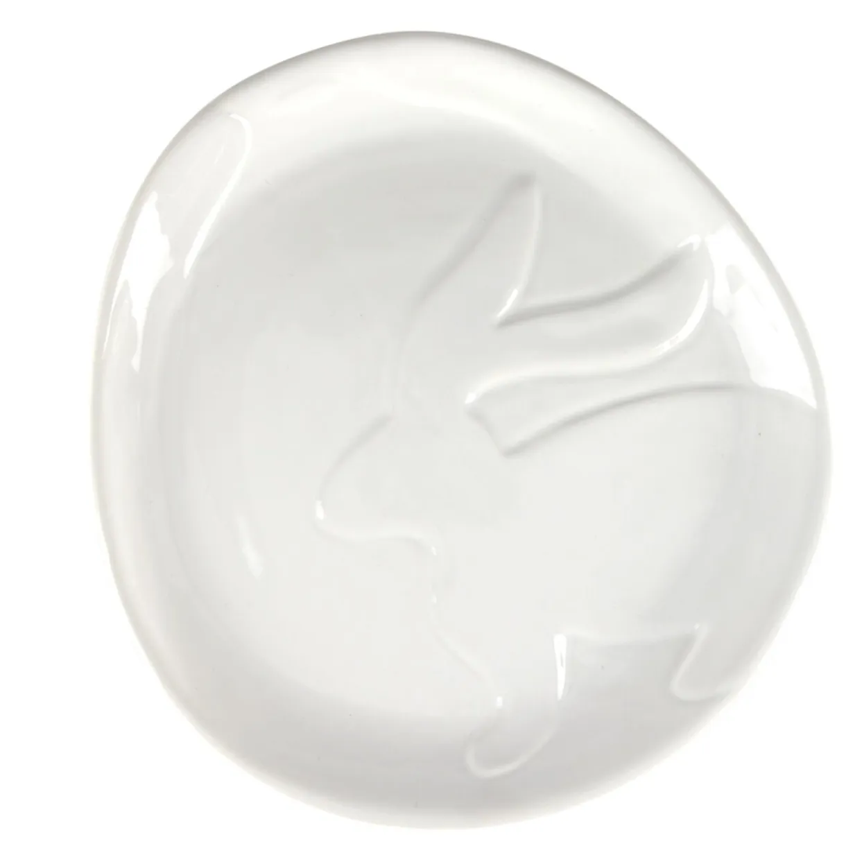 Plat lapin en relief dolomite blanc 23x18xH2,5cm < Gifi Sale