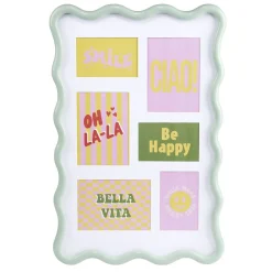 Pêle-mêle bord vague 6 vues plastique 40x60cm (2 modèles blanc ou vert)