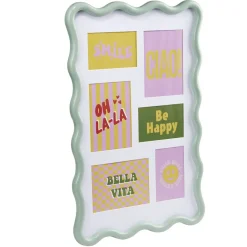 Pêle-mêle bord vague 6 vues plastique 40x60cm (2 modèles blanc ou vert)