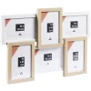 Pêle-mêle cadre bois beige et blanc 30.5x44.5cm 6 vues 10x15cm