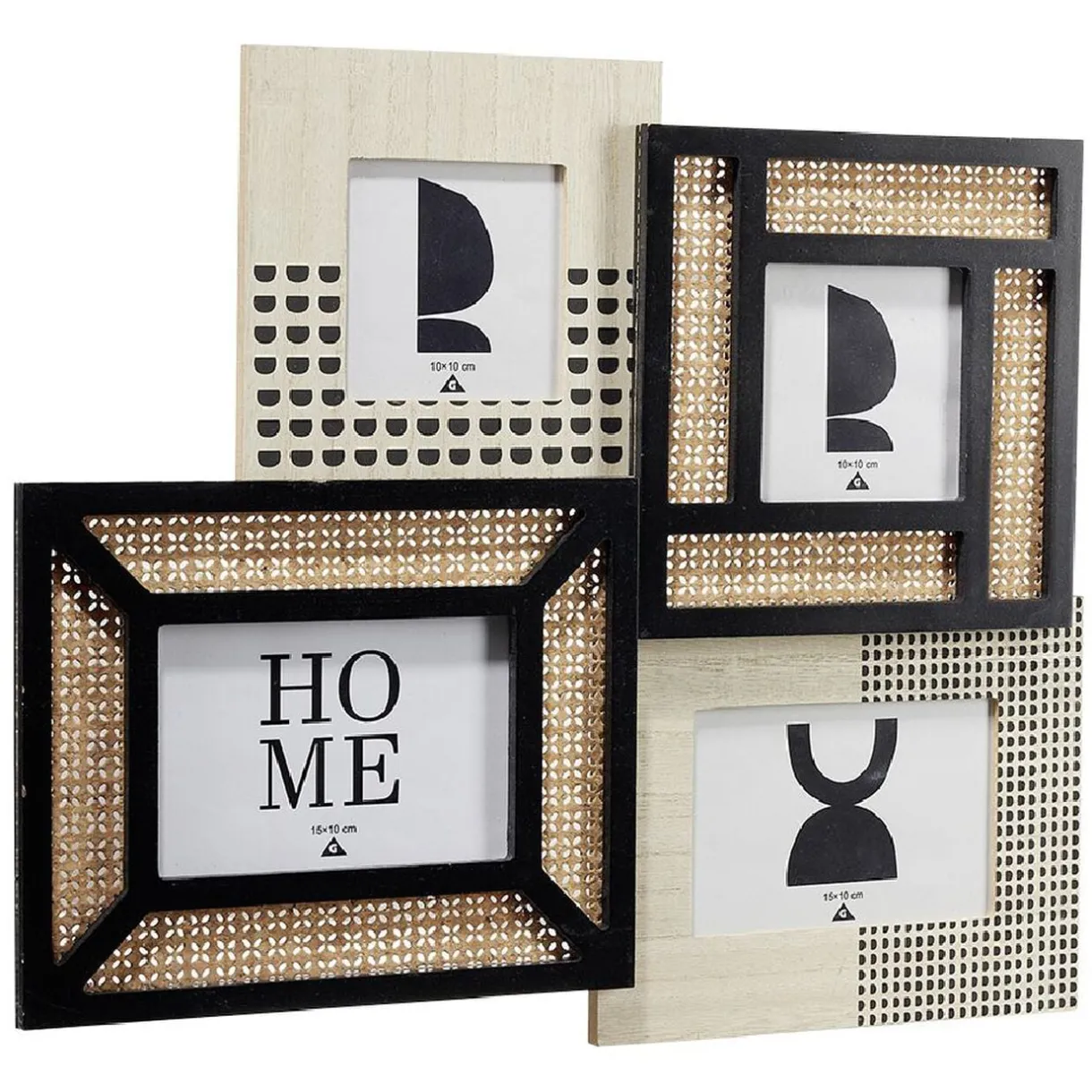 Pêle mêle effet simili bois et rotin 4 vues 38x46cm < Gifi Sale