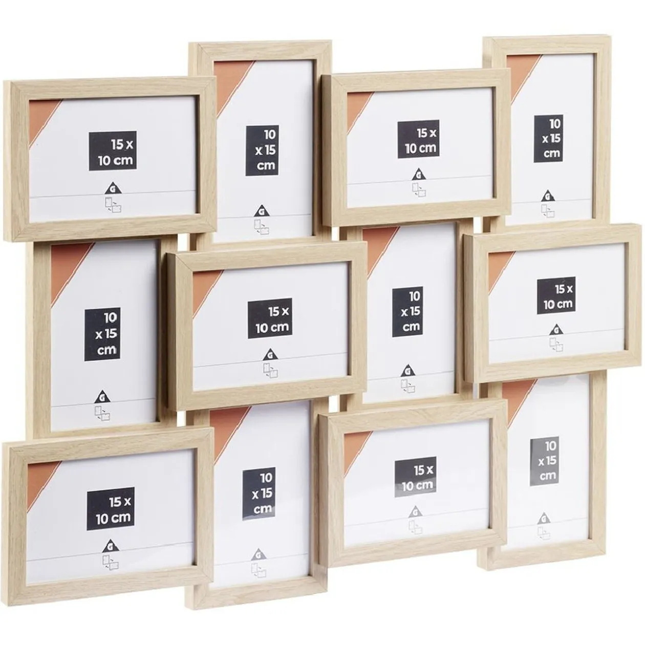 Pêle mêle plastique beige 42x48cm 12 vues 10x15cm
