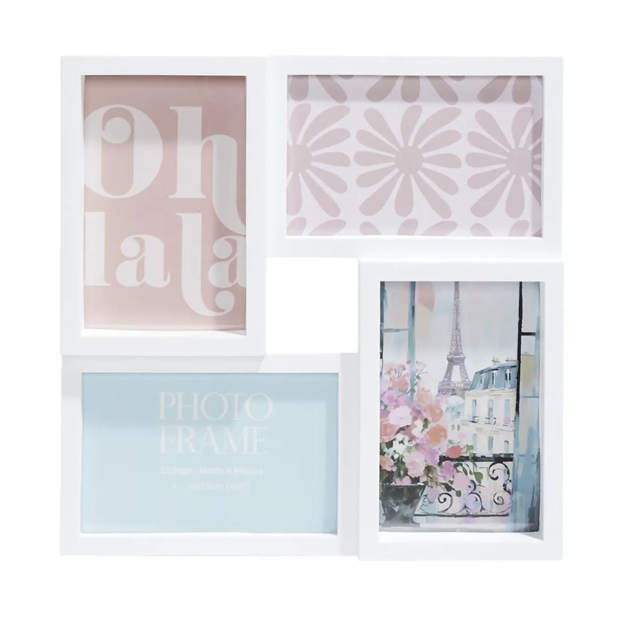 Pêle mêle plastique noir 27,5x27,5cm pour 4 photos 10x15cm (2 modèles)