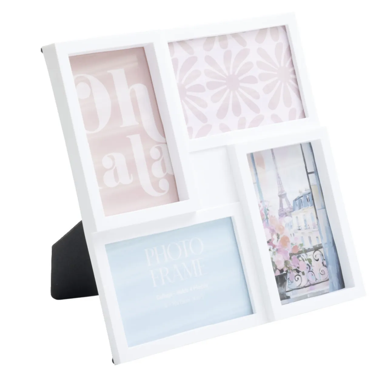 Pêle mêle plastique noir 27,5x27,5cm pour 4 photos 10x15cm (2 modèles)
