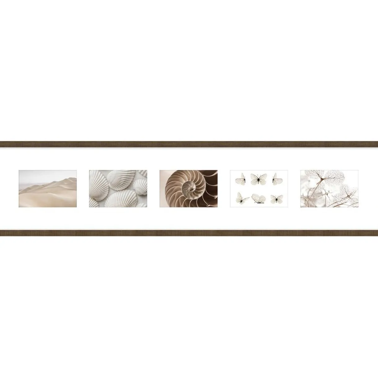 Pêle-mêle 5 vues contour bois 23x96cm (2 modèles) < Gifi Clearance