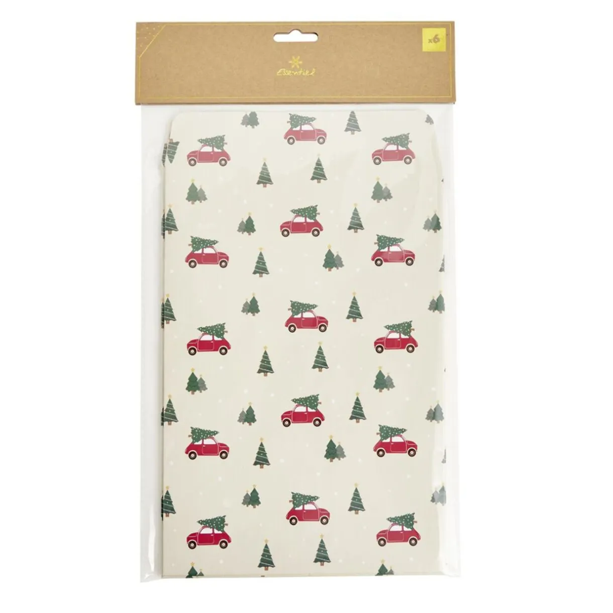 Pochette cadeau Noël x6 fantasia motif voiture avec sapin 20x28cm < Gifi Discount