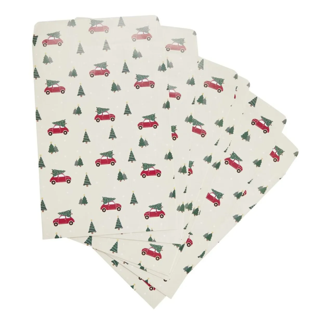 Pochette cadeau Noël x6 fantasia motif voiture avec sapin 20x28cm < Gifi Discount