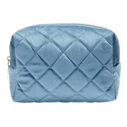 Pochette à cosmétiques en velours beige ou bleu 19x9xH12cm < Gifi