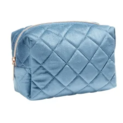 Pochette à cosmétiques en velours beige ou bleu 19x9xH12cm < Gifi