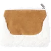 Pochette imitation laine blanche et daim marron