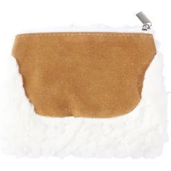 Pochette imitation laine blanche et daim marron