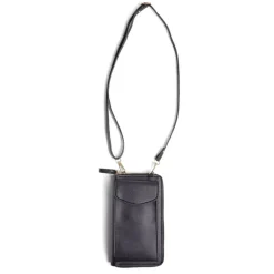 Pochette téléphone double zip polyuréthane et métal
