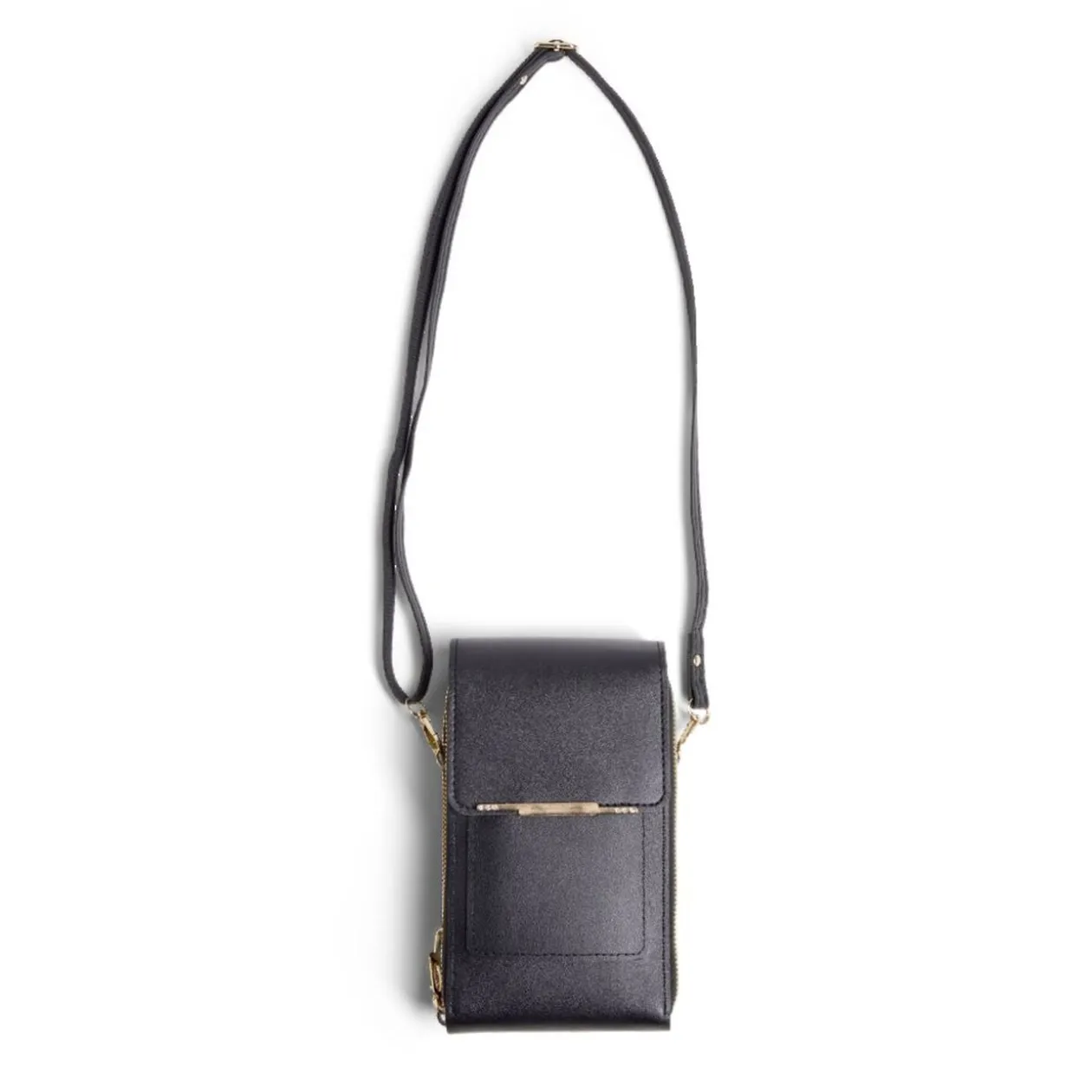 Pochette téléphone simple zip polyuréthane et métal