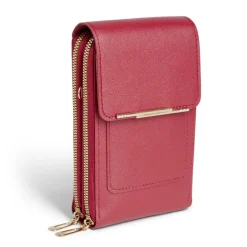 Pochette téléphone simple zip polyuréthane et métal