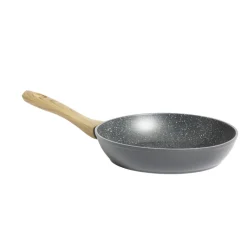 Poêle tous feux dont induction aluminium noir et poignée bois Ø24cm