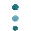 Pompon en papier bleu x 3