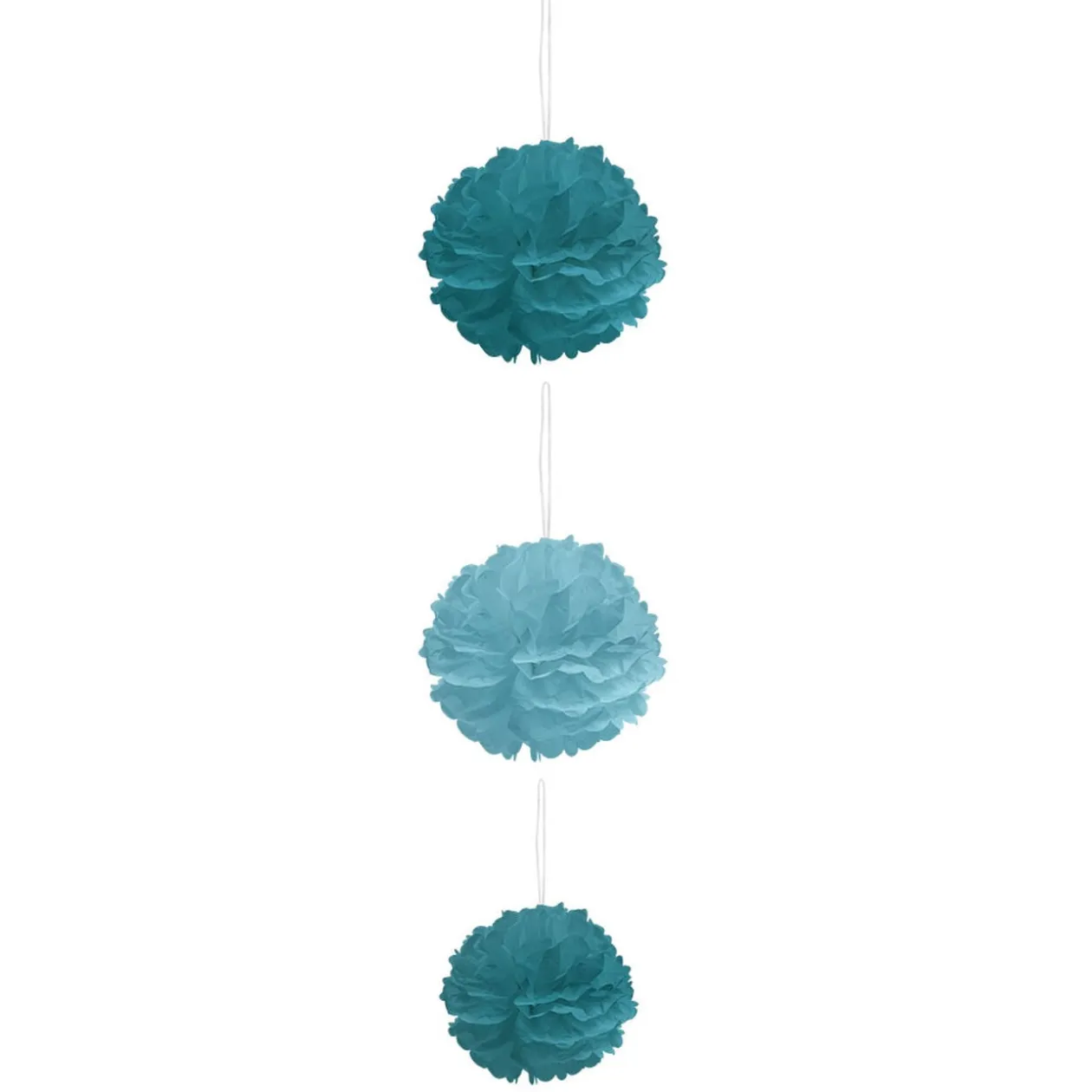 Pompon en papier bleu x 3