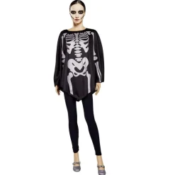 Poncho adulte Halloween imprimé squelette pailleté TU < Gifi New