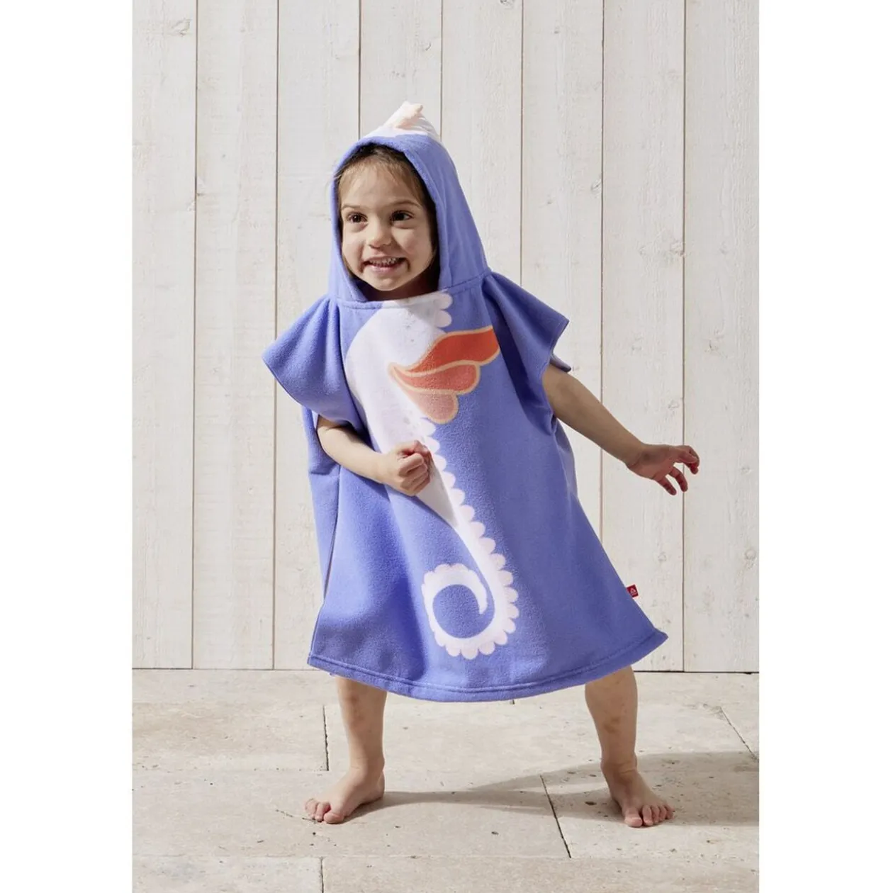 Poncho de plage enfant hippocampe TU 55x110cm