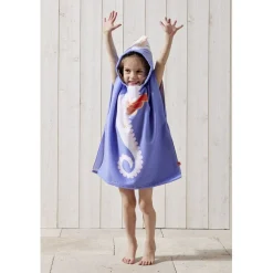 Poncho de plage enfant hippocampe TU 55x110cm